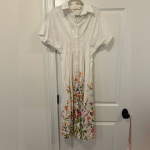 Floral White Midi Dress